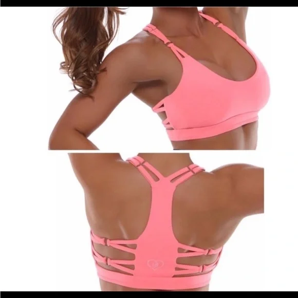 Bombshell sportswear tickle my back braid coral peach Sports Bra medium m - Picture 3 of 8
